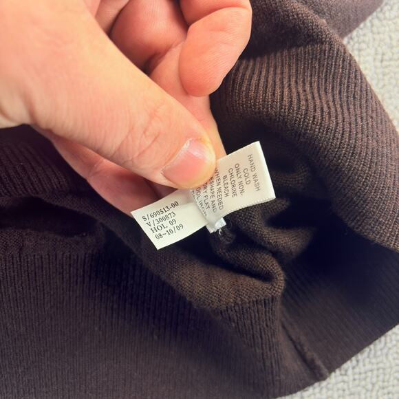 Banana Republic V-Neck Sweater Men's Large Brown Striped Extra Fine Merino Wool - Picture 5 of 8